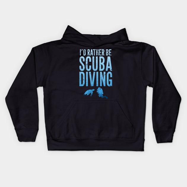 I'd rather be scuba diving Kids Hoodie by captainmood